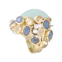 Vicenza - Piazzetta Palladio 2 - Ringe Soprana Dame in Gelbgold Acquamarina 18.00 Ct MARE CALMO - MARE CALMO
